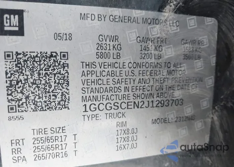 2018 Chevrolet Colorado Lt z USA, uszkodzony, nr VIN 1GCGSCEN2J1293703